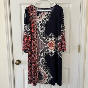 Tiana B. Black and Pink Long Sleeve Dress